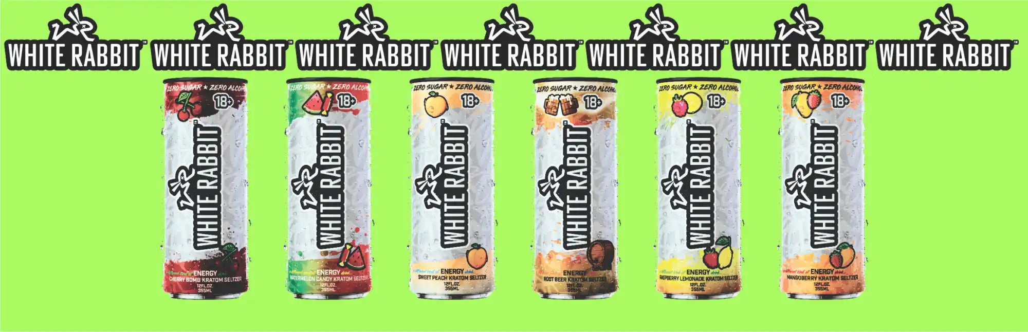 Assorted White Rabbit canned beverages.