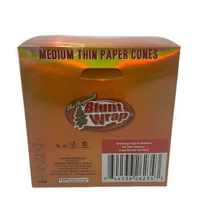 BLUNT WRAP BRAND PAPER CONES GOLD 1 1/4 MEDIUM THIN 30 CT BOX 6 CONES PER PK - Smoke Shop Wholesale. Done Right.