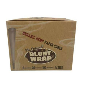 BLUNT WRAP BRAND PAPER CONES ORGANIC HEMP 1 1/4 30 CT BOX 6 CONES PER PK - Smoke Shop Wholesale. Done Right.