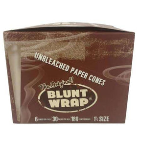 BLUNT WRAP BRAND PAPER CONES UNBLEACHED 1 1/4 30 CT BOX 6 CONES PER PK - Smoke Shop Wholesale. Done Right.