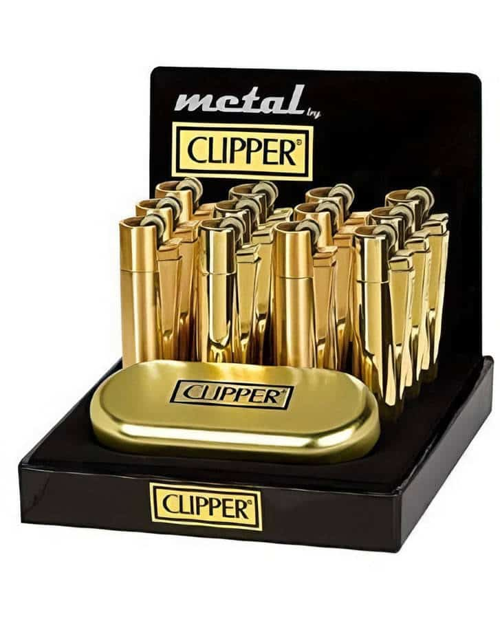 Clipper Metal Gold Lighters - 12ct - Smoke Shop Wholesale. Done Right.