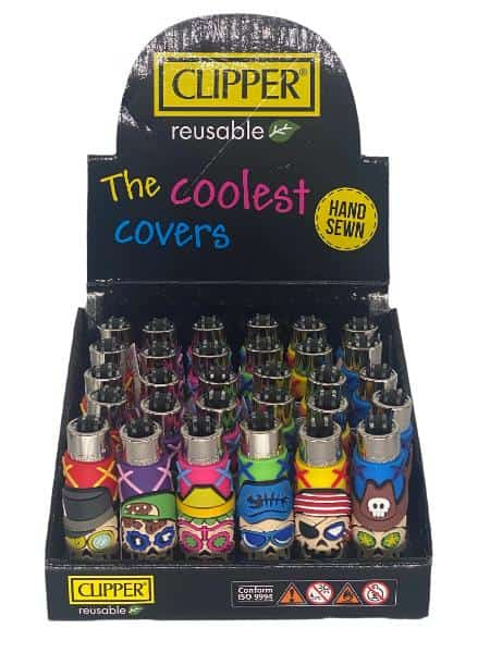 CLIPPER POP COVER SKULLS LIGHTER 30 CT DISPLAY - Smoke Shop Wholesale. Done Right.