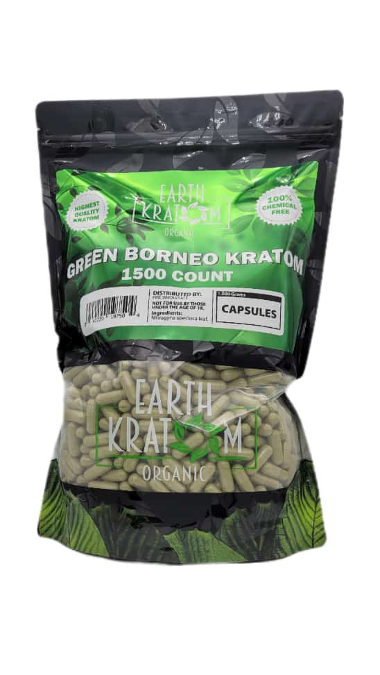 Earth Kratom Green Borneo - 1500ct Kratom Capsules - Smoke Shop Wholesale. Done Right.