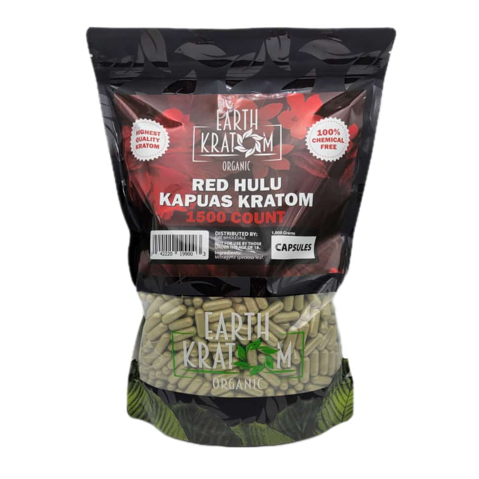 Earth Kratom Red Hulu Kapuas - 1500ct Capsules - Smoke Shop Wholesale. Done Right.