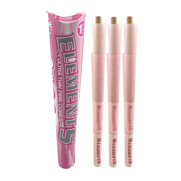 ELEMENTS 1 1/4 PINK CONES 6 PK 32 CT BOX - Smoke Shop Wholesale. Done Right.