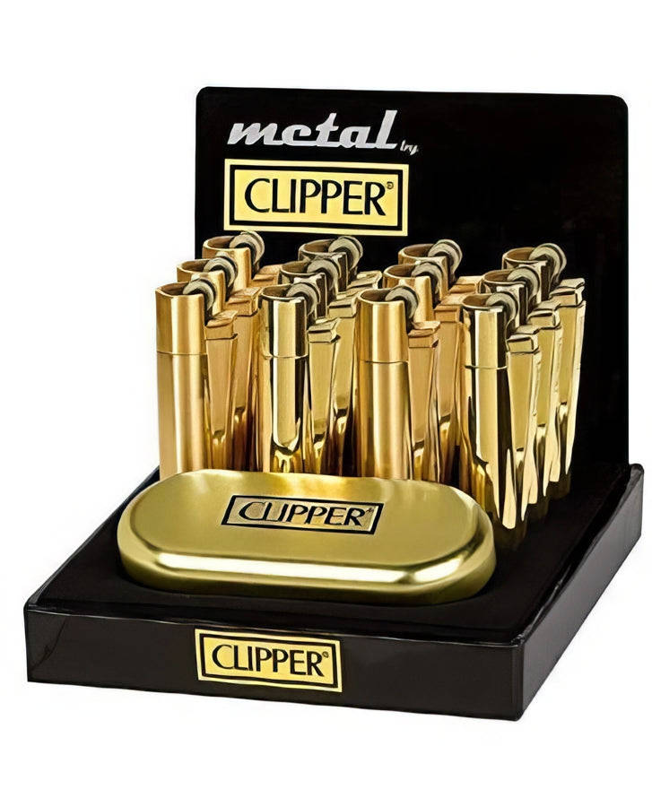 Clipper Metal Gold Lighters - 12ct