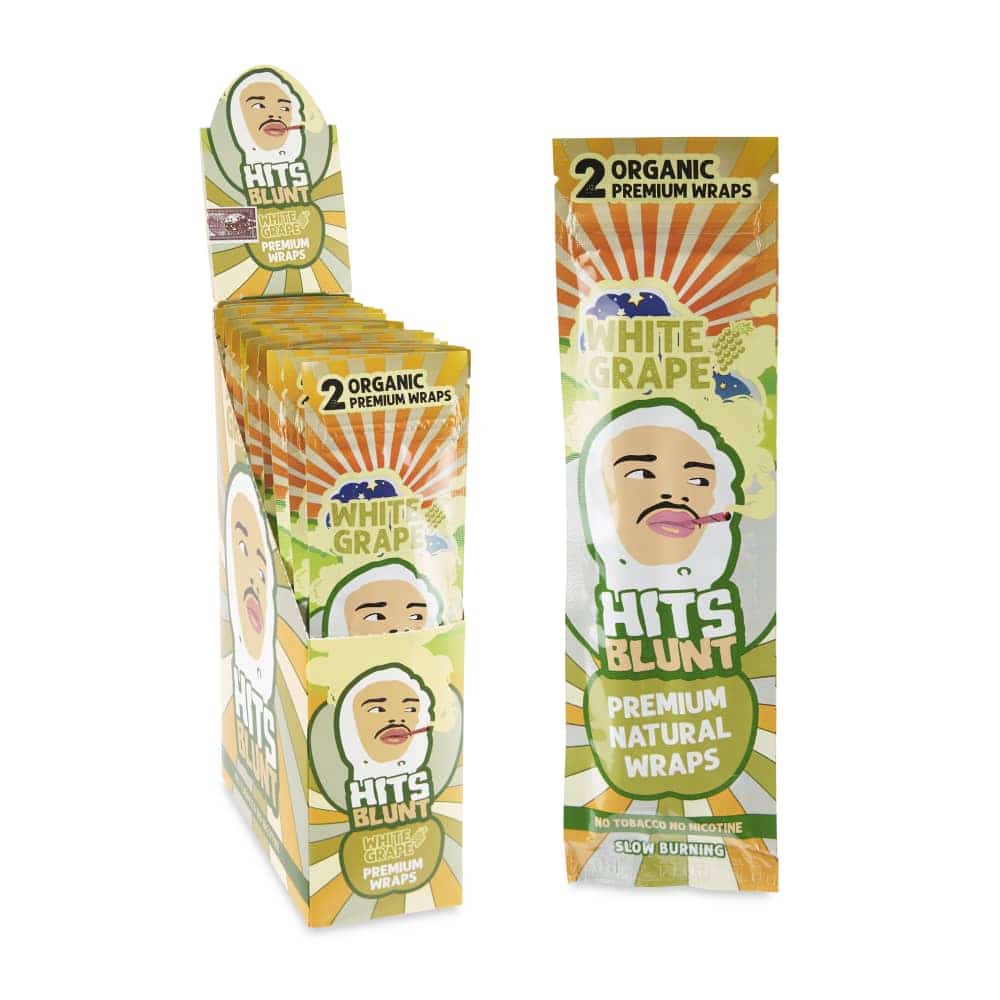 HITS BLUNT PREMIUM WHITE GRAPE NATURAL HEMP WRAPS 2 PK 25 CT BOX - Smoke Shop Wholesale. Done Right.