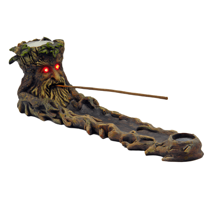 ent tree man red led eyes incense burner