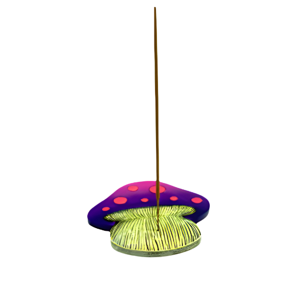 Flat tray purple trippy mushroom incense burner