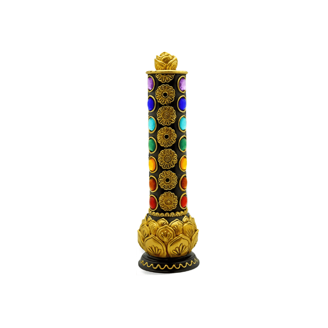 Lotus Flower Chakra Tower Incense Burner 10.5"