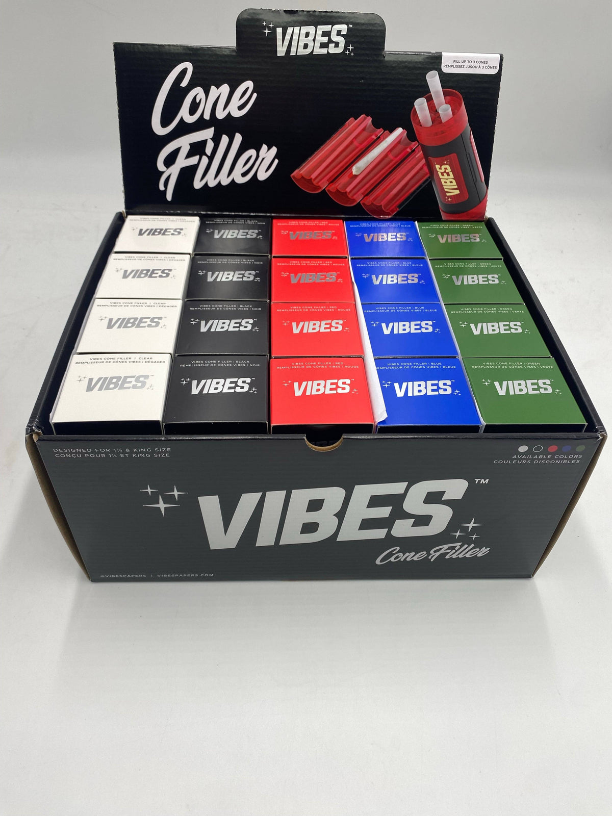VIBES CONE FILLER (3 OR 1) ASSORTED COLORS 20 CT DISPLAY