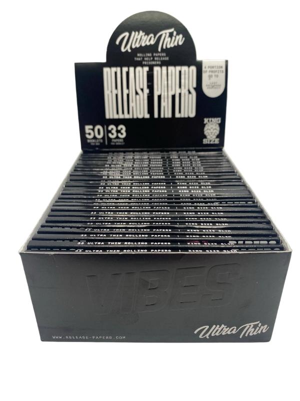 Vibes King Size Slim Ultra Thin Release Papers 50ct Box