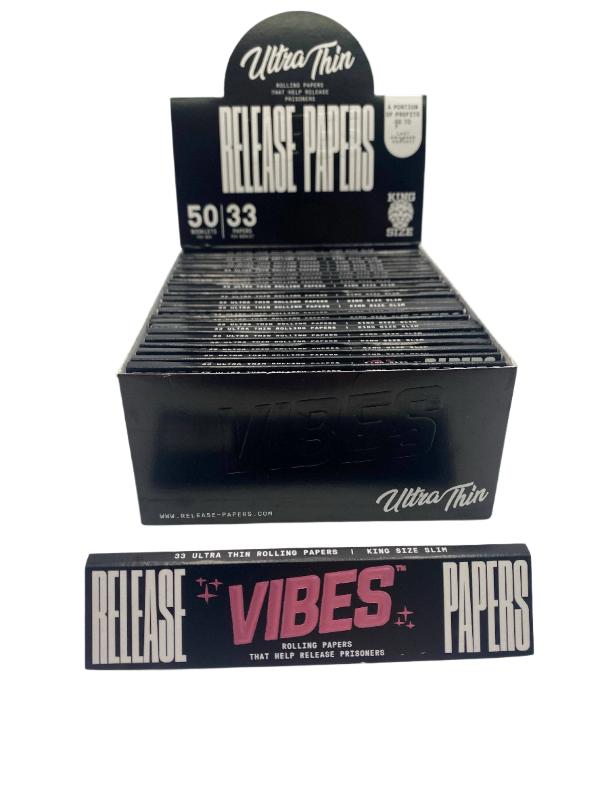 Vibes King Size Slim Ultra Thin Release Papers 50ct Box