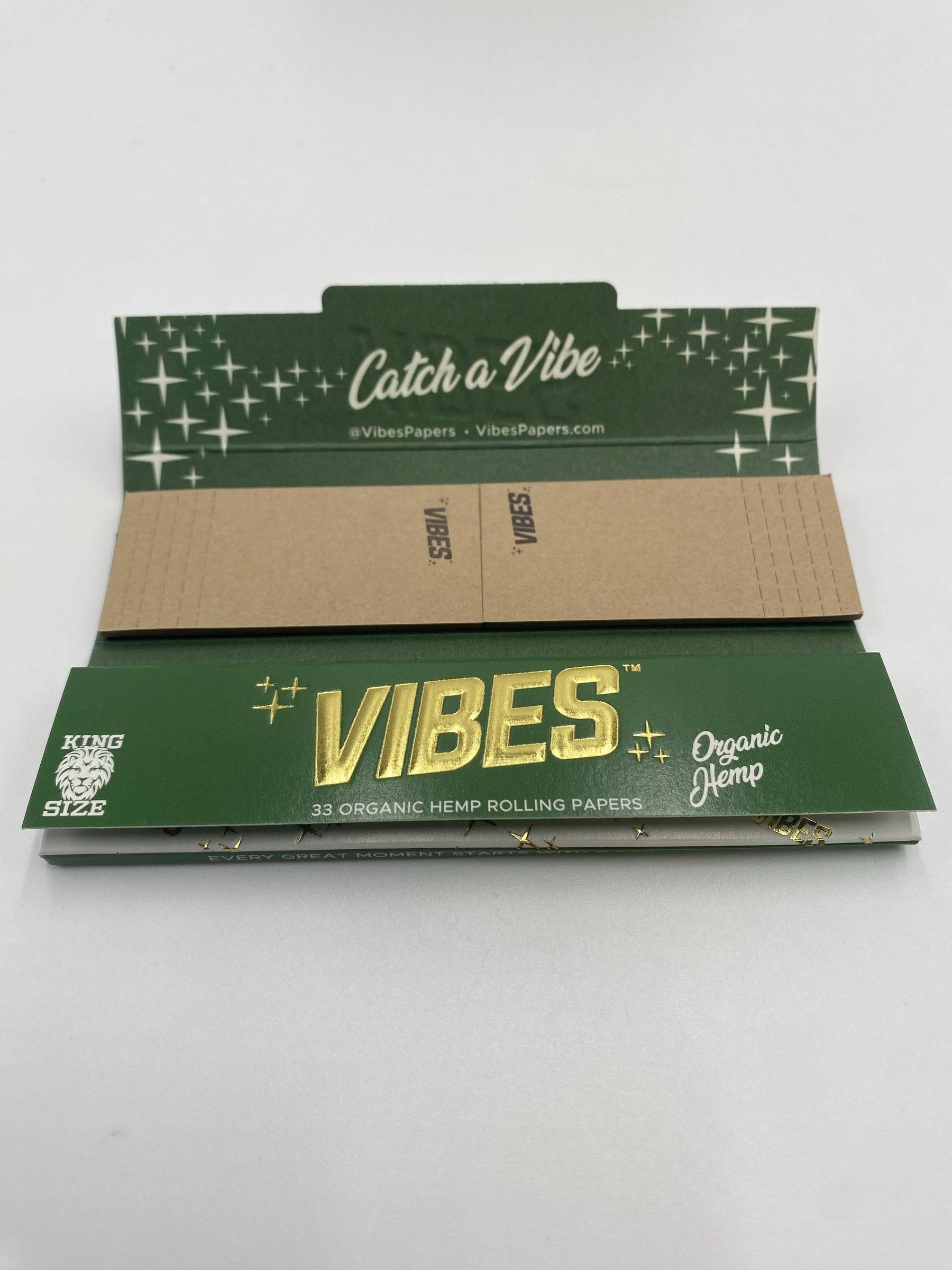 Vibes King Size Slim With Tips Organic Hemp Rolling Papers 24 Ct Box