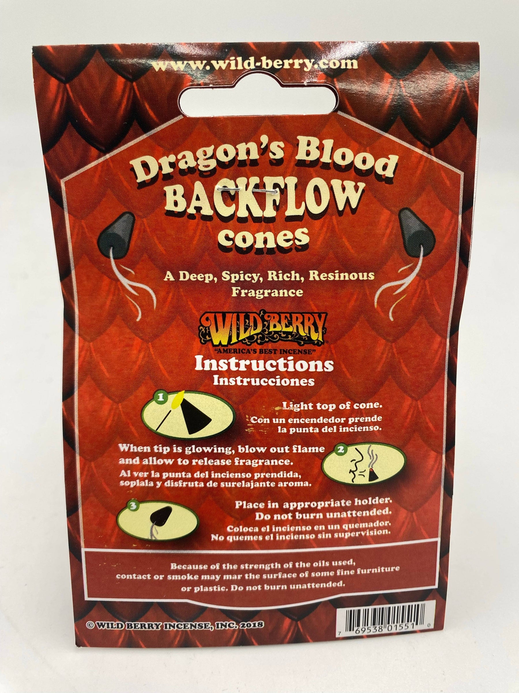 WILDBERRY BACK FLOW CONES DRAGON'S BLOOD 6 CT BAG