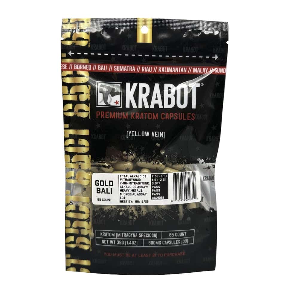 KRABOT GOLD BALI 65CT PREMIUM KRATOM CAPSULES - Smoke Shop Wholesale. Done Right.