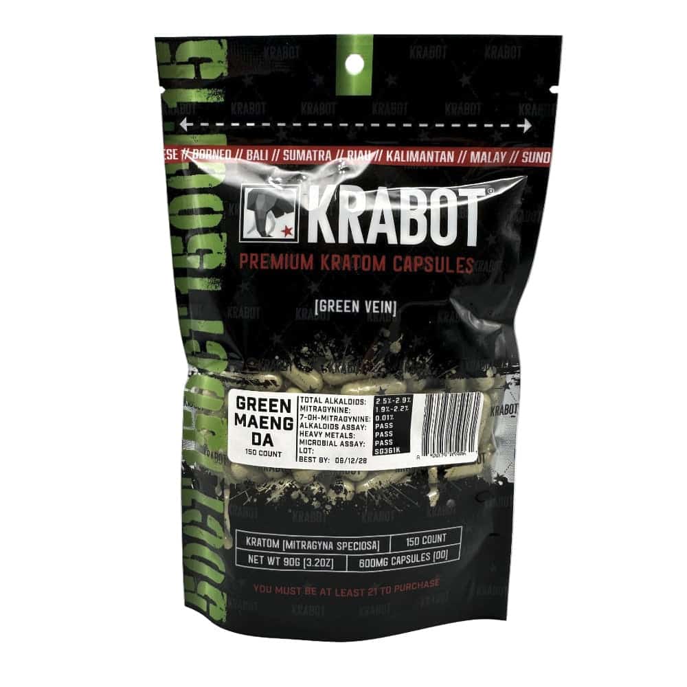 KRABOT GREEN MAENG DA 150CT PREMIUM KRATOM CAPSULES - Smoke Shop Wholesale. Done Right.