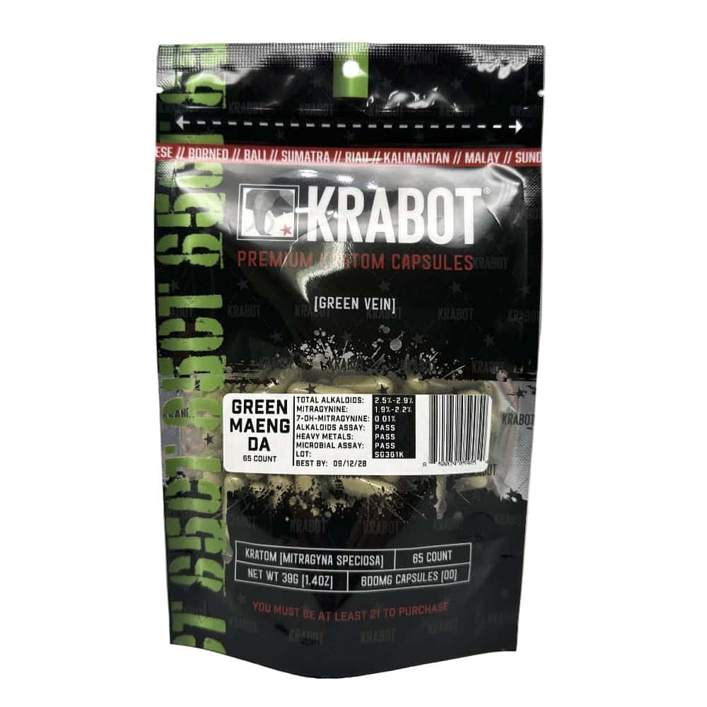 KRABOT GREEN MAENG DA 65CT PREMIUM KRATOM CAPSULES - Smoke Shop Wholesale. Done Right.