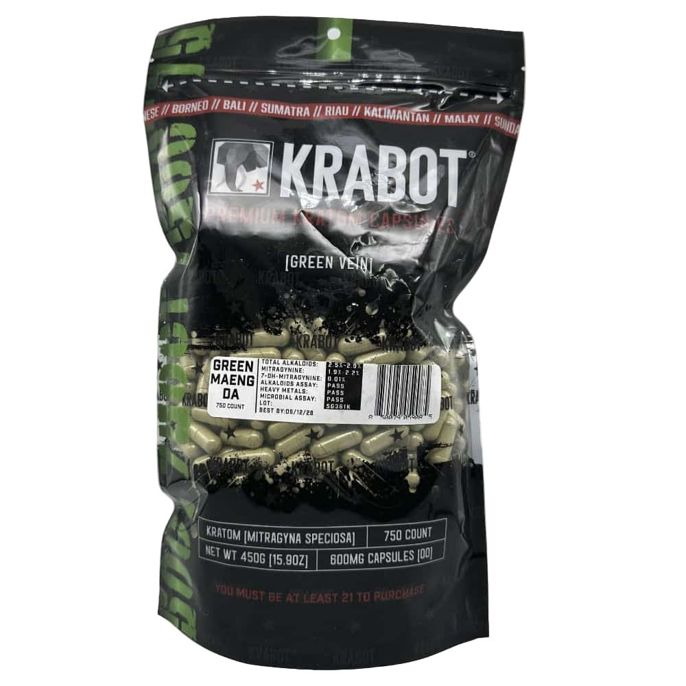 KRABOT GREEN MAENG DA 750CT PREMIUM KRATOM CAPSULES - Smoke Shop Wholesale. Done Right.