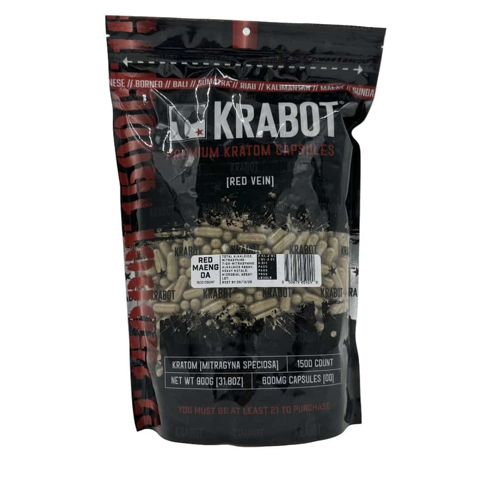 KRABOT RED MAENG DA 1500CT PREMIUM KRATOM CAPSULES - Smoke Shop Wholesale. Done Right.