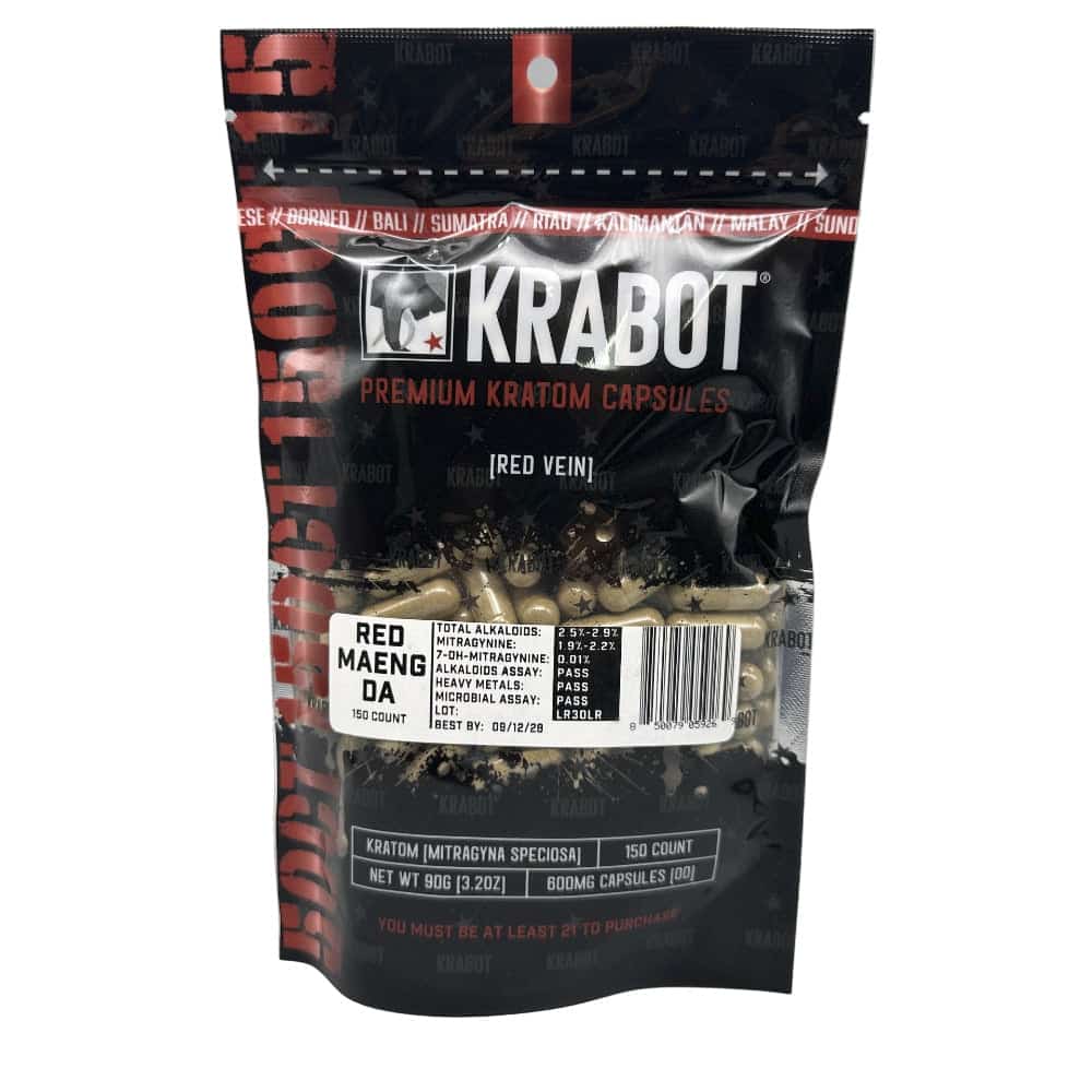 KRABOT RED MAENG DA 150CT PREMIUM KRATOM CAPSULES - Smoke Shop Wholesale. Done Right.