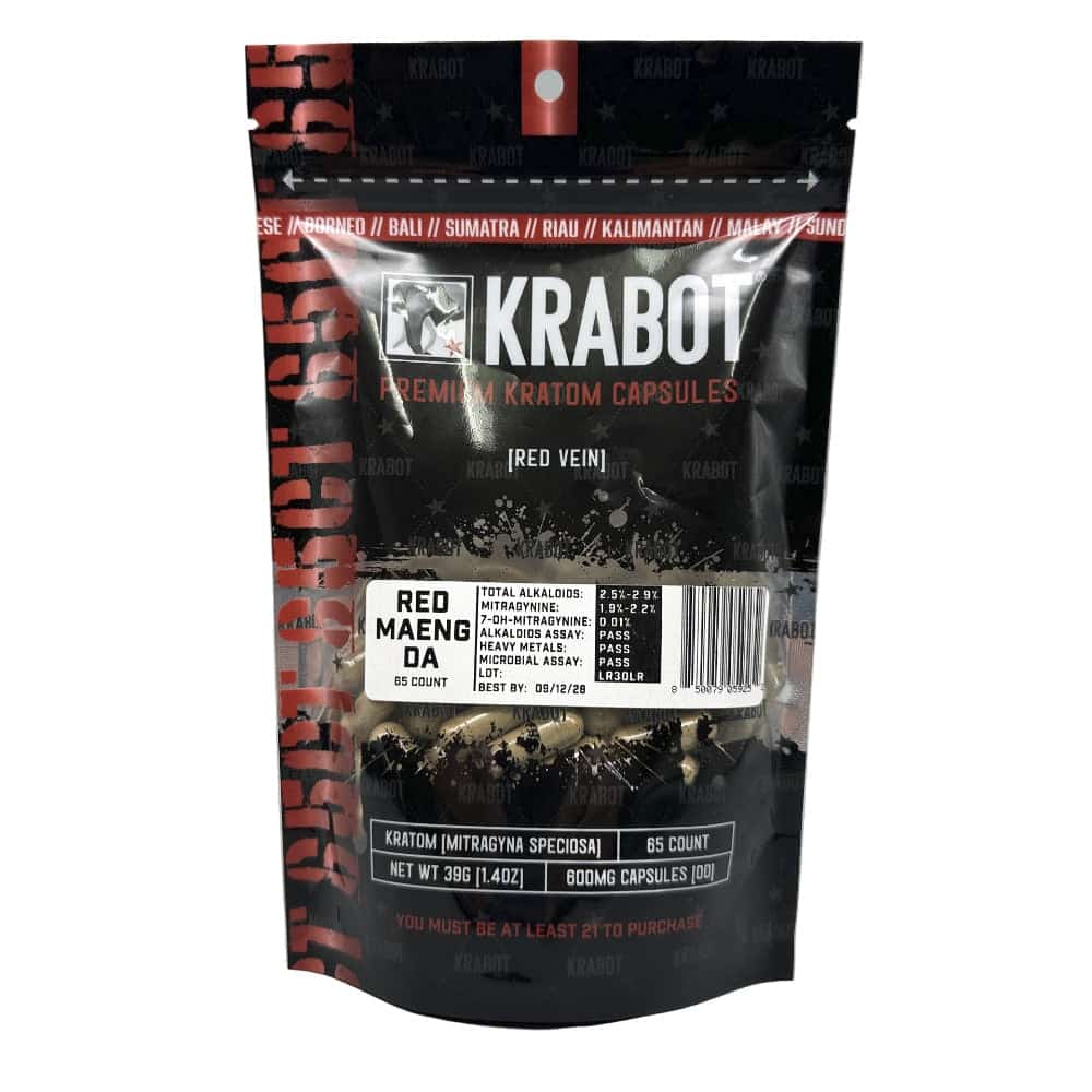 KRABOT RED MAENG DA 65CT PREMIUM KRATOM CAPSULES - Smoke Shop Wholesale. Done Right.