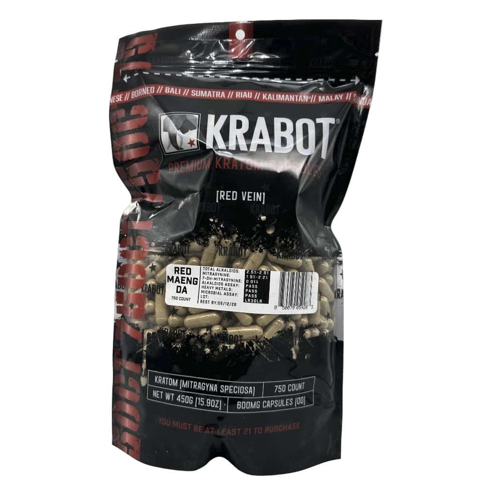KRABOT RED MAENG DA 750CT PREMIUM KRATOM CAPSULES - Smoke Shop Wholesale. Done Right.