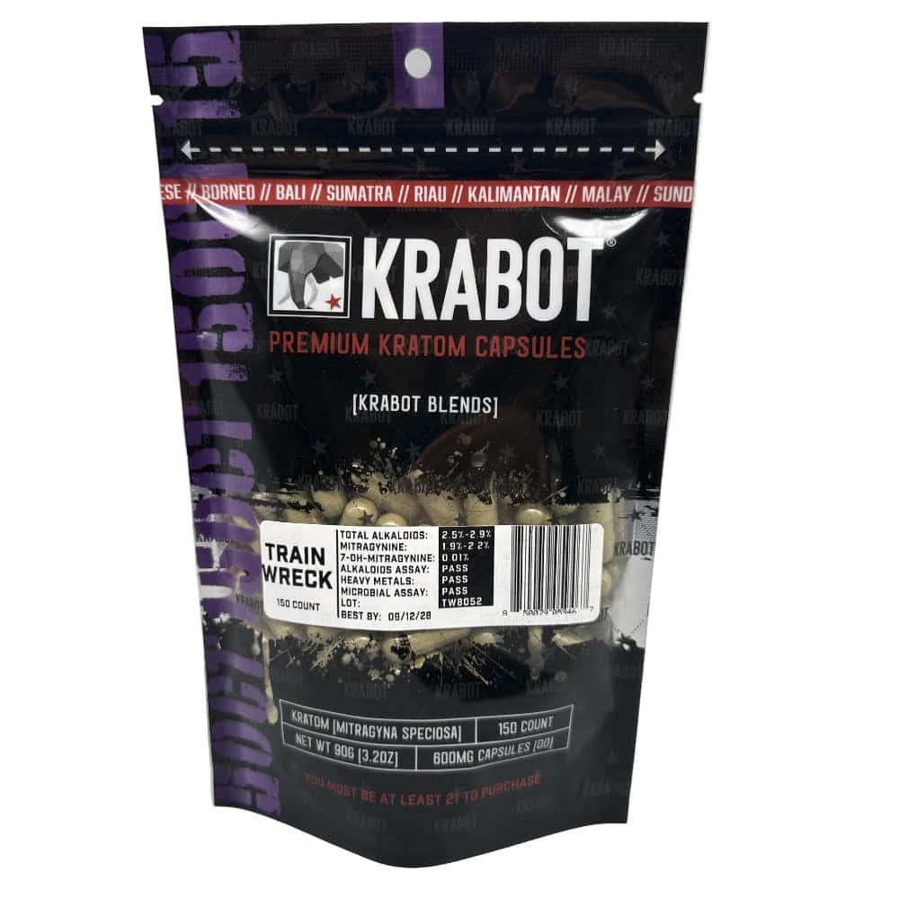 KRABOT TRAIN WRECK 150CT PREMIUM KRATOM CAPSULES - Smoke Shop Wholesale. Done Right.