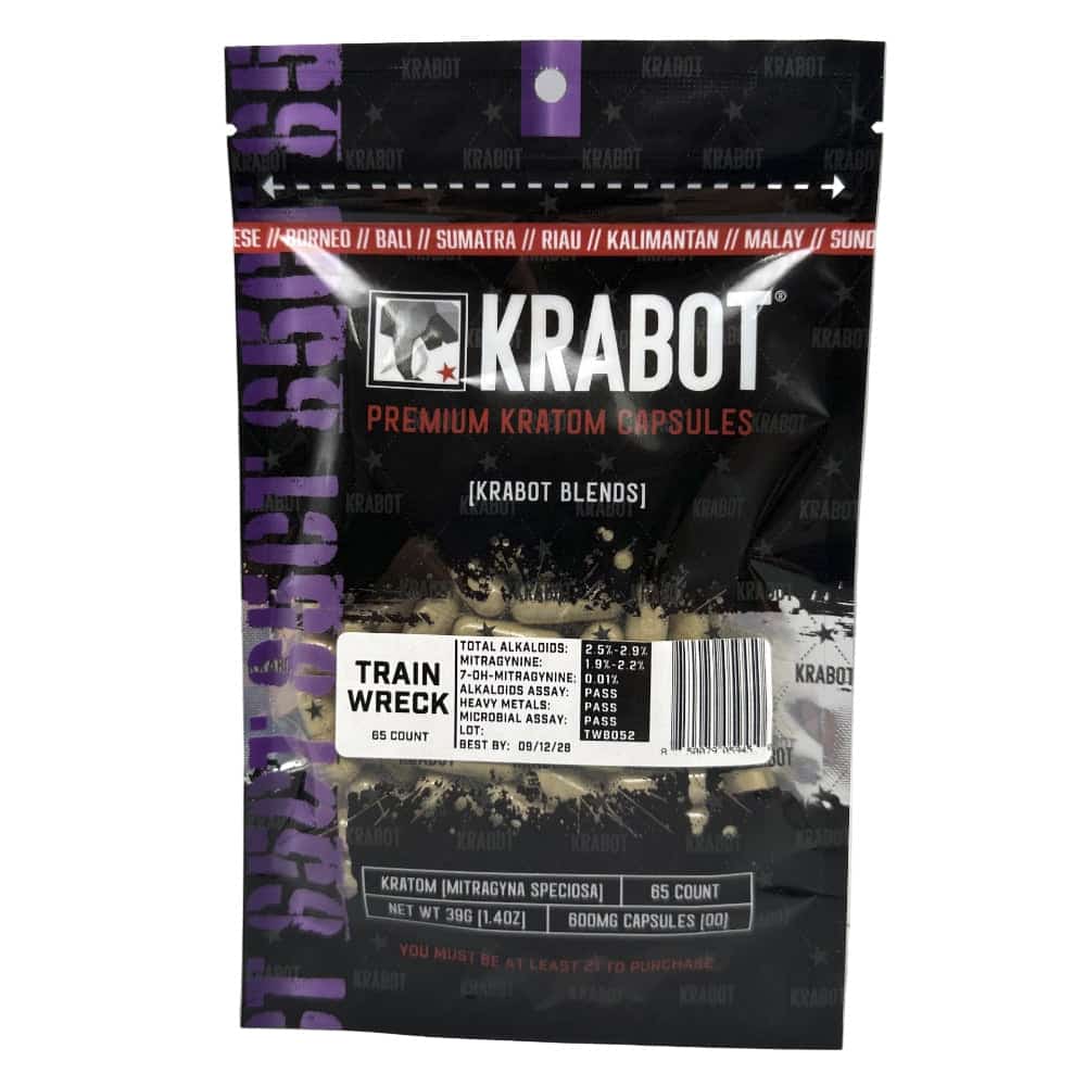 KRABOT TRAIN WRECK 65CT PREMIUM KRATOM CAPSULES - Smoke Shop Wholesale. Done Right.