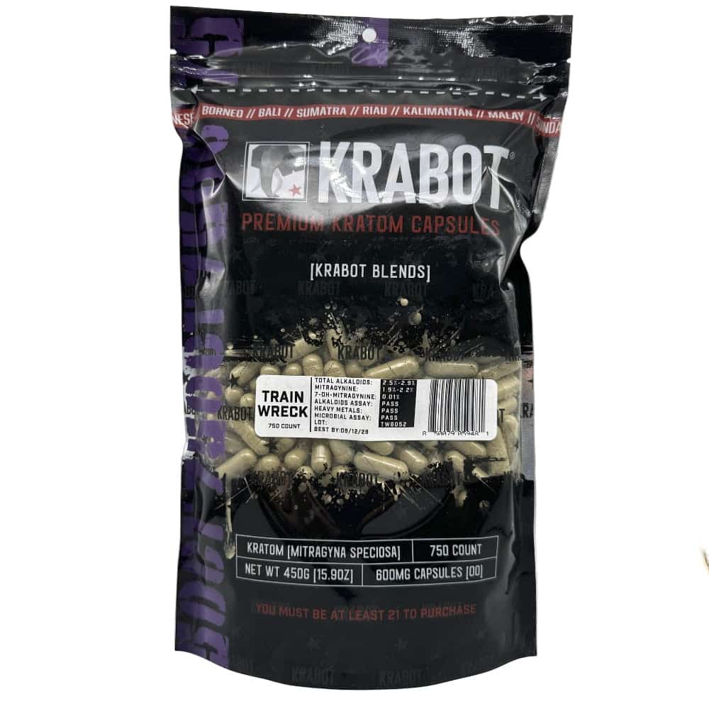KRABOT TRAIN WRECK 750CT PREMIUM KRATOM CAPSULES - Smoke Shop Wholesale. Done Right.