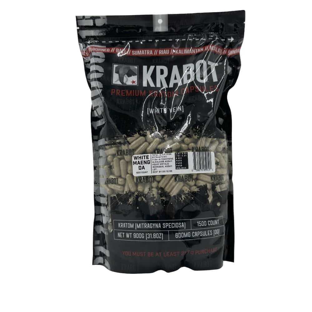 KRABOT WHITE MAENG DA 1500CT PREMIUM KRATOM CAPSULES - Smoke Shop Wholesale. Done Right.