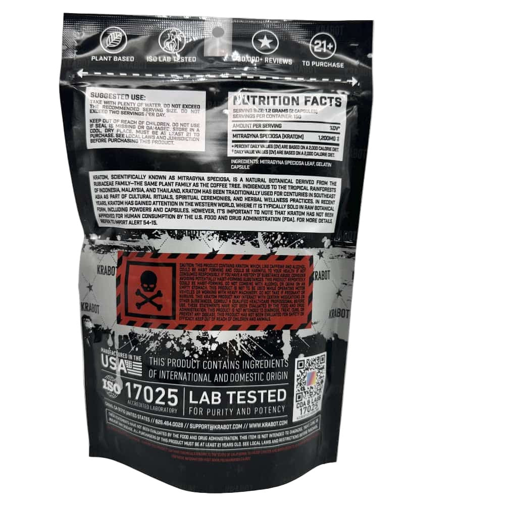 KRABOT WHITE MAENG DA 300CT PREMIUM KRATOM CAPSULES - Smoke Shop Wholesale. Done Right.