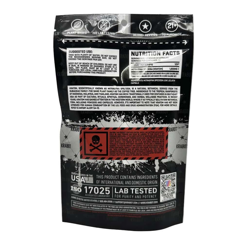 KRABOT WHITE MAENG DA 65CT PREMIUM KRATOM CAPSULES - Smoke Shop Wholesale. Done Right.