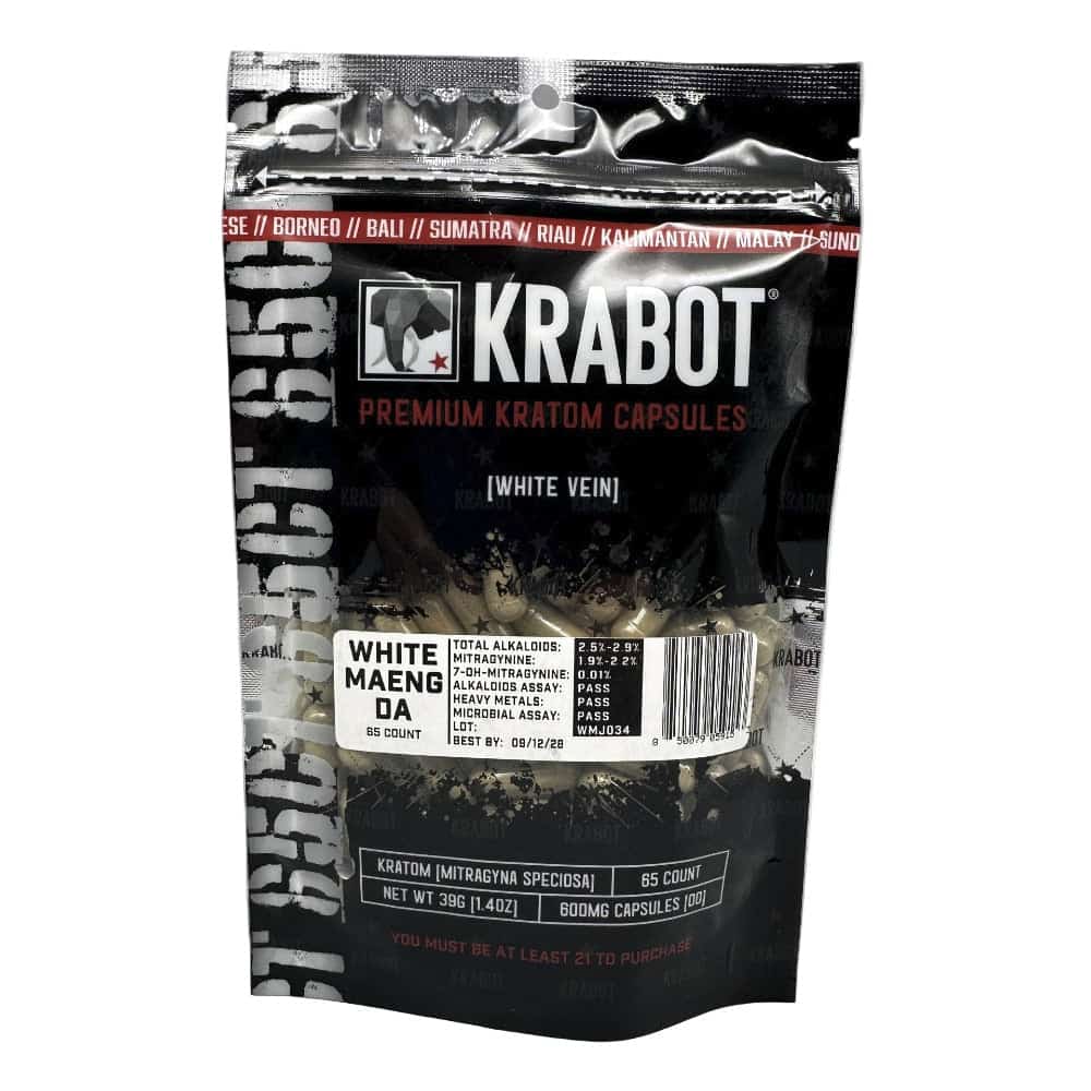 KRABOT WHITE MAENG DA 65CT PREMIUM KRATOM CAPSULES - Smoke Shop Wholesale. Done Right.