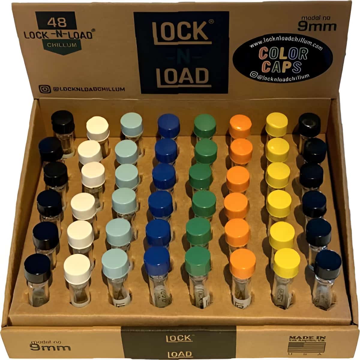 LOCK-N-LOAD 9MM COLORED CAP CHILLUM - Smoke Shop Wholesale. Done Right.