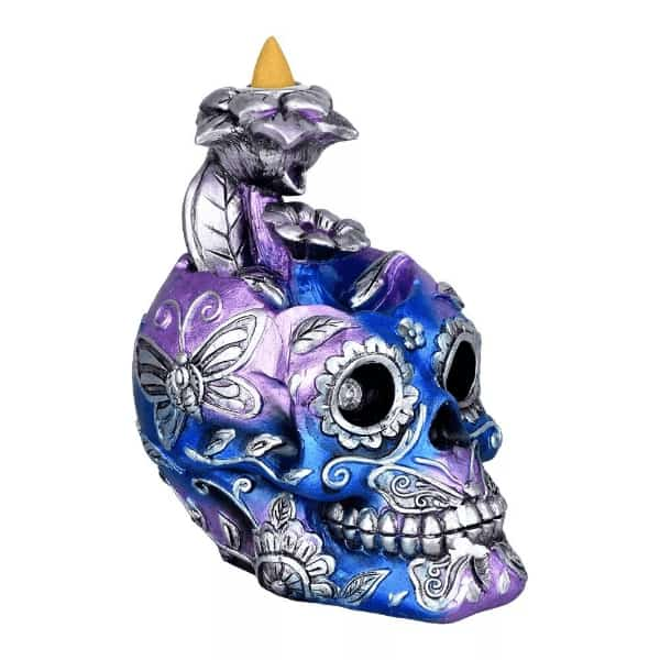 Metallic Sugar Skull Backflow Incense Burner - Smoke Shop Wholesale. Done Right.