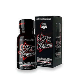RAVE BLACKED OUT SHOT. BLACK CHERRY FLAVORED 250 MG MIT 1 OZ 12 CT DISPLAY - Smoke Shop Wholesale. Done Right.