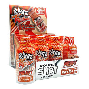 RAVE TARGET SHOT HEAVY STRAWBERRY MANGO FLAVORED 150 MG MIT / 25 MG KANNA / 80 MG GABA 2 OZ 12 CT DISPLAY - Smoke Shop Wholesale. Done