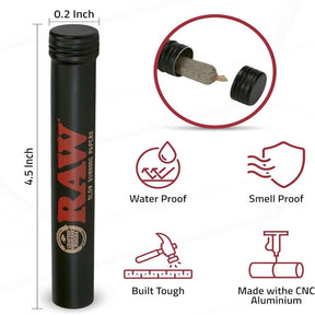 RAW BLACK ALUMINUM STORAGE TUBE - Smoke Shop Wholesale. Done Right.