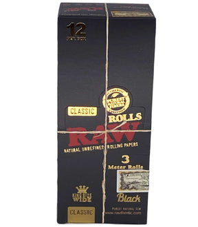 RAW Black King Size Wide Rolls 12 Ct Box - Smoke Shop Wholesale. Done Right.