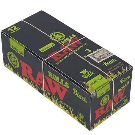 RAW Black Organic King Size Wide Rolls 12 Ct Box - Smoke Shop Wholesale. Done Right.