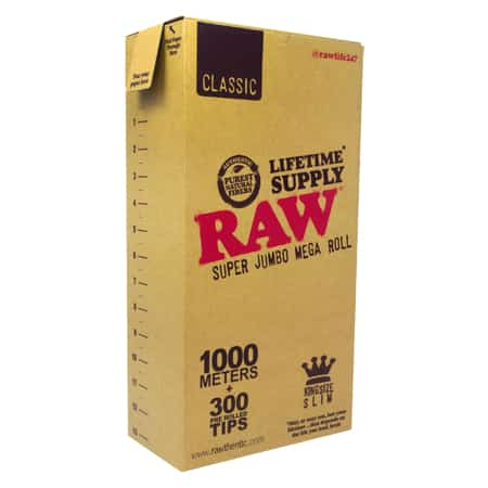 RAW CLASSIC FOREVER ROLL 44MM X 1000M + 300 PRE-ROLLED TIPS - Smoke Shop Wholesale. Done Right.