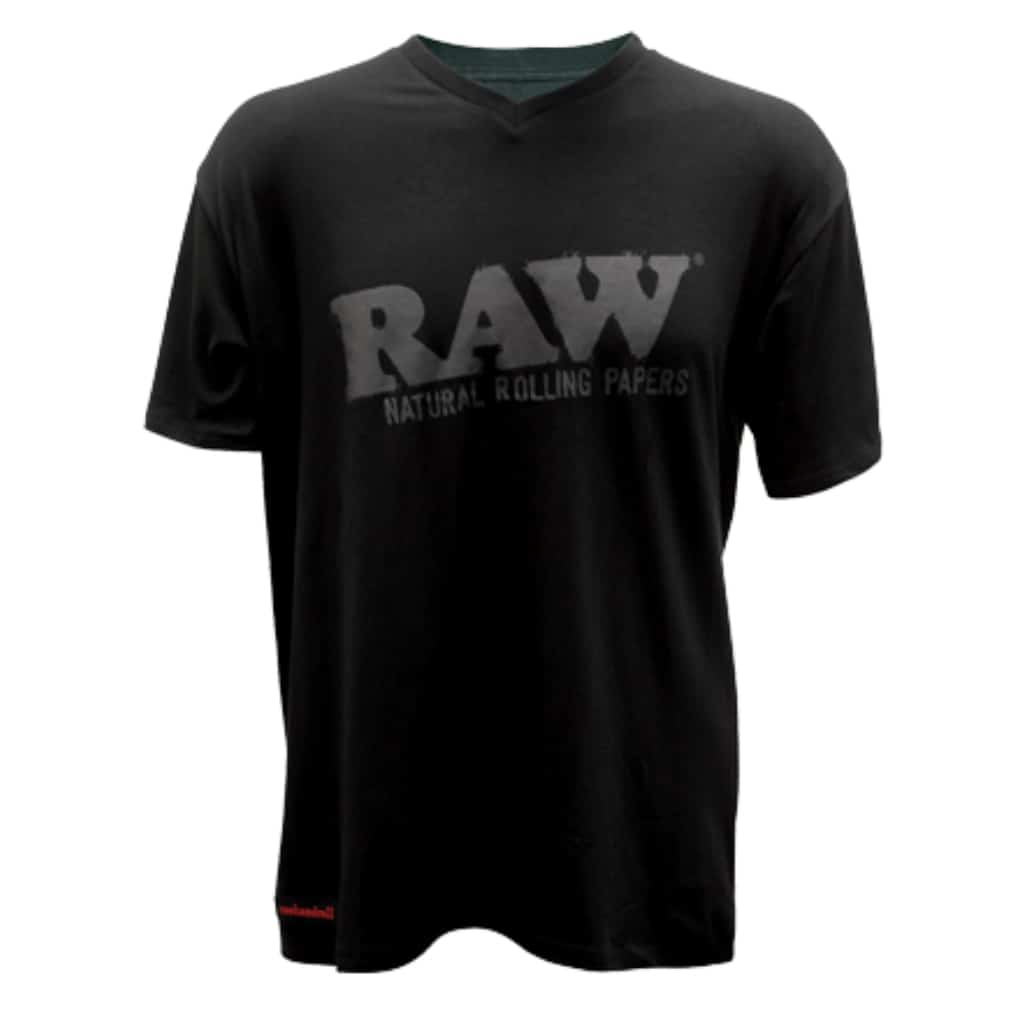 RAW Modal Short Sleeve Black V-Neck T-Shirt - Smoke Shop Wholesale. Done Right.