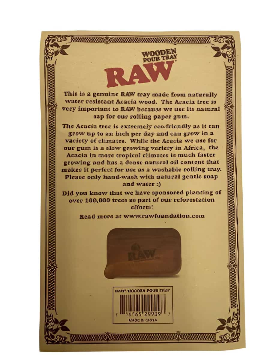 RAW ROLLING TRAY WOOD WITH POUR SPOUT - Smoke Shop Wholesale. Done Right.