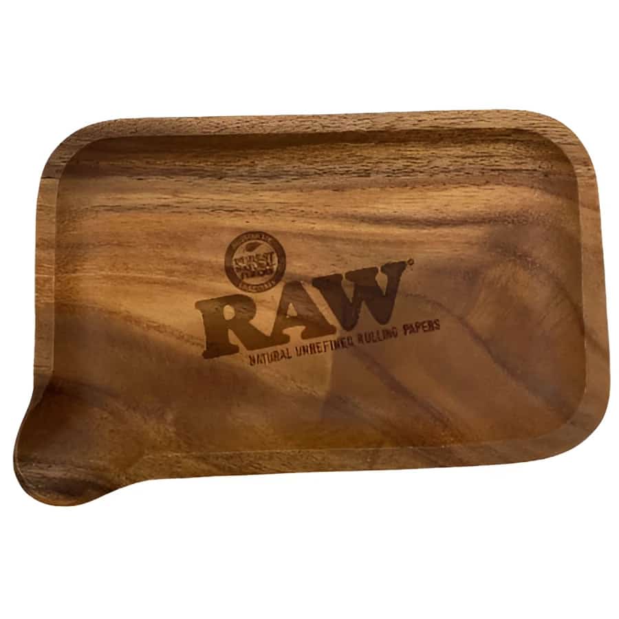 RAW ROLLING TRAY WOOD WITH POUR SPOUT - Smoke Shop Wholesale. Done Right.