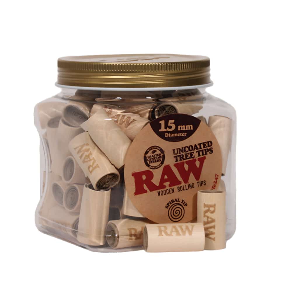 RAW WOODEN TIP (UNCOATED TREE TIPS) 15MM X 30MM 65 CT JAR - Smoke Shop Wholesale. Done Right.