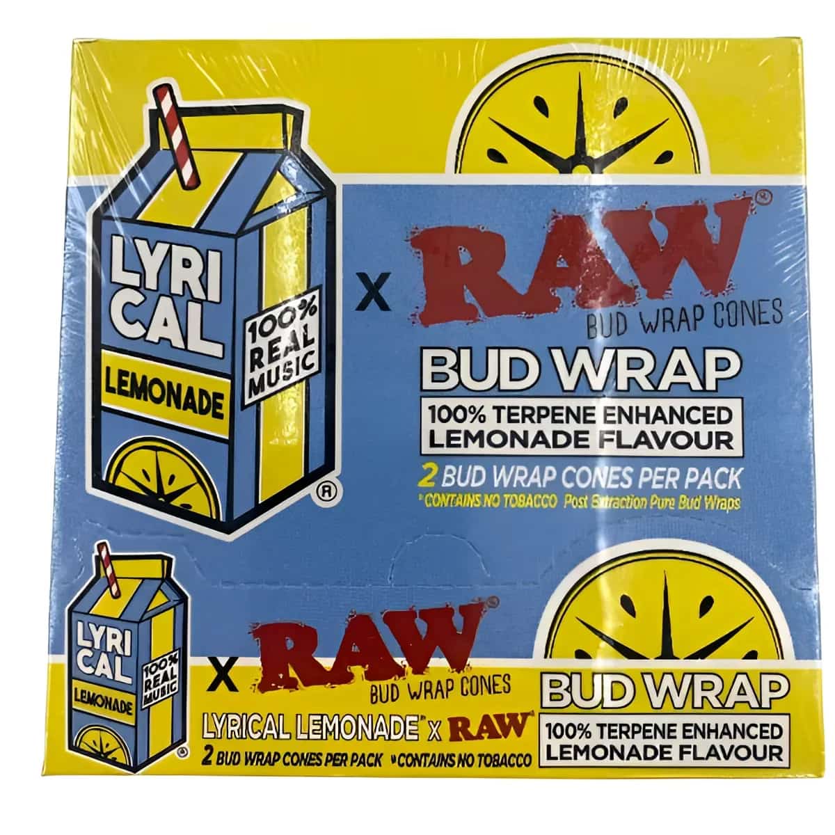 RAW X LYRICAL LEMONADE BUD WRAP CONES 2 PK 12 CT BOX - Smoke Shop Wholesale. Done Right.