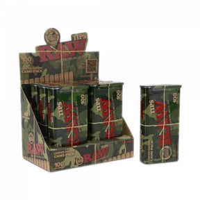 RAW PRE-ROLLED TIPS 100 CT CAMO TIN 6 CT DISPLAY *LIMITED EDITION*