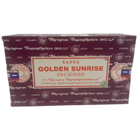 Satya 15g Golden Sunrise Incense Sticks 12 CT Box - Smoke Shop Wholesale. Done Right.