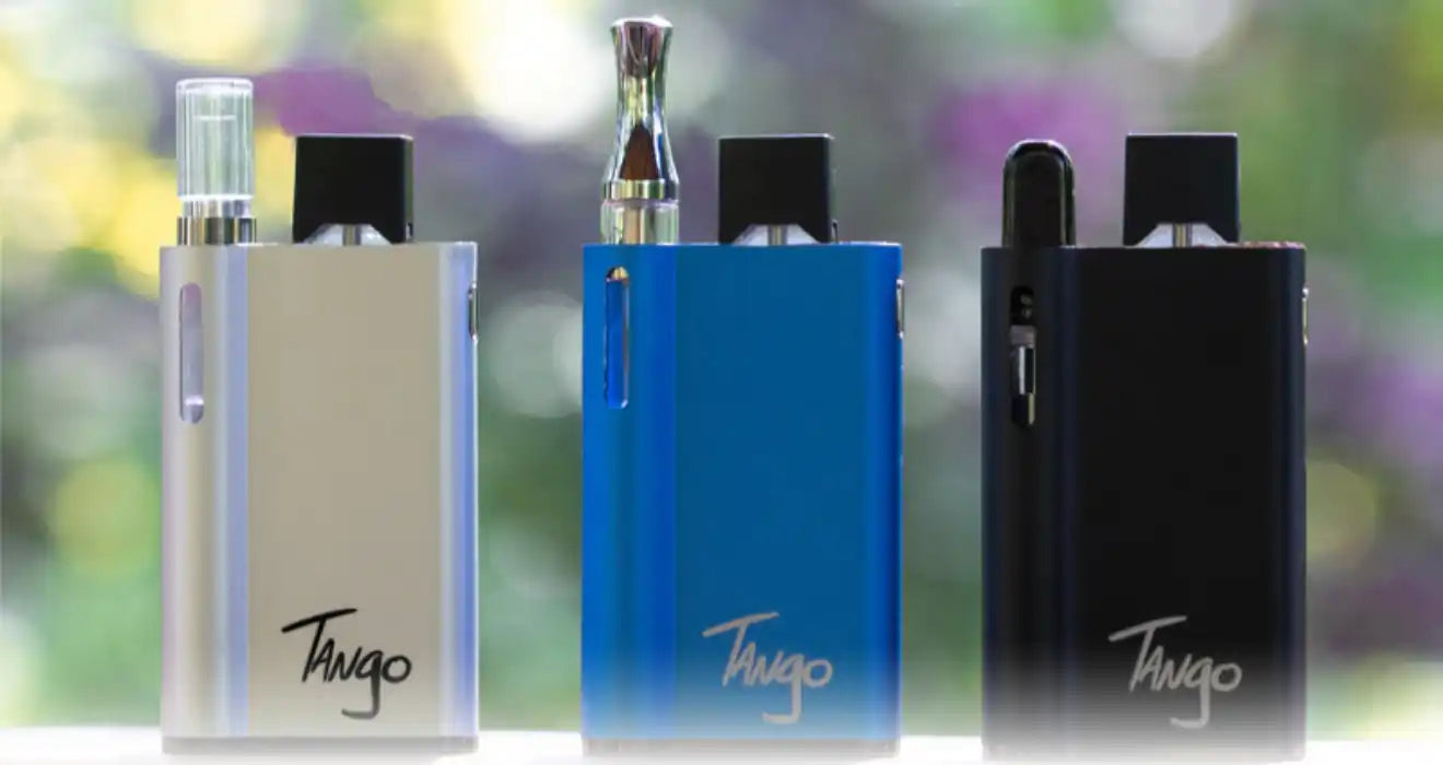 Three colorful, rectangular vape devices.